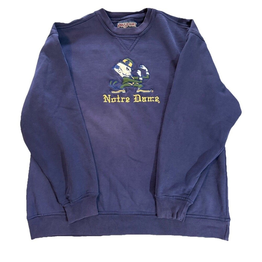 VINTAGE Notre Dame Fighting Irish Sweatshirt Mens Medium Blue Fleece Crewneck